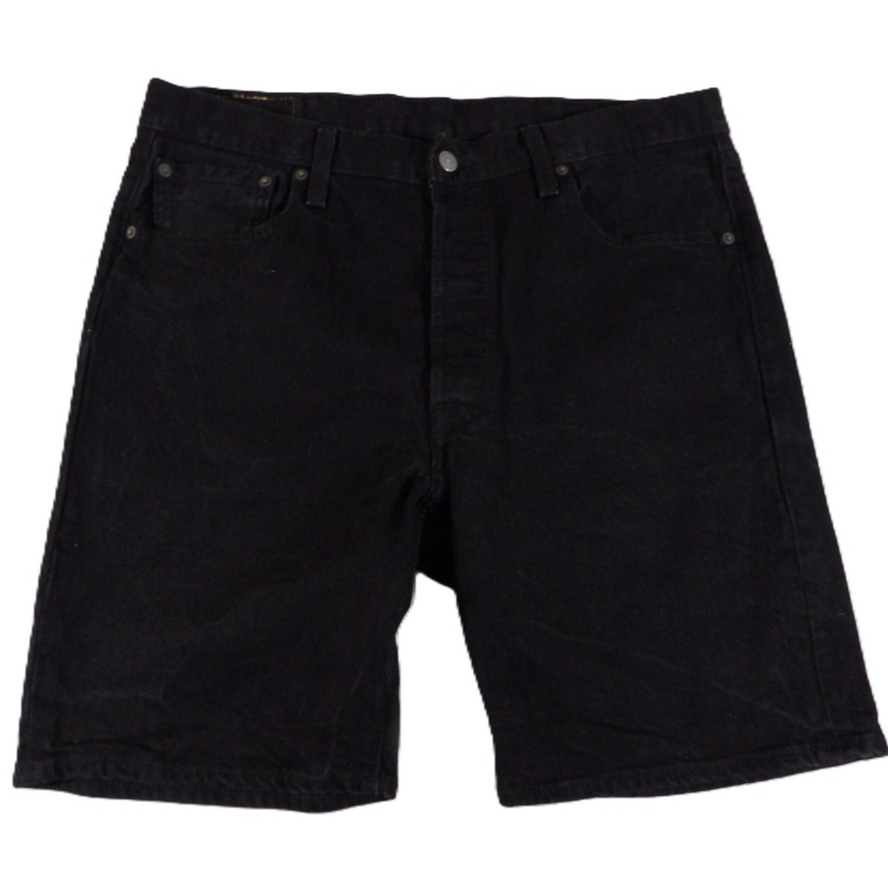 Levis 501 Denim Shorts Men W38 L9 Black Button Fly Cotton Blend Summer Jorts